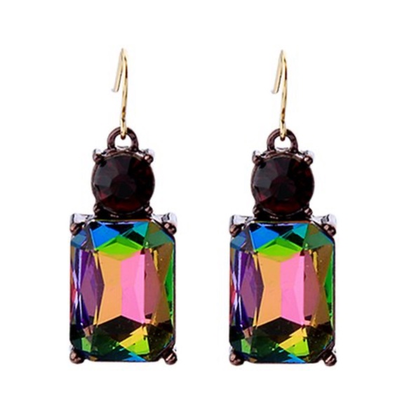 Jewelry - Rainbow and Black Goldtone Drop Earrings